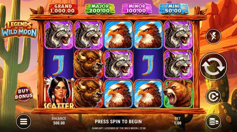 Legends of the Wild Moon - igralni zaslon mreže 5×3